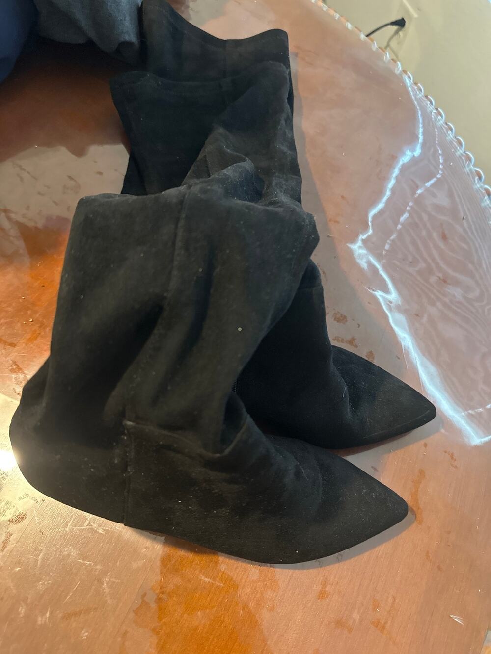 Steve Madden Black Faux Suede Over the Knee Boots Women's 8.5 M Block Heel